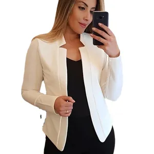 Elegante witte professionele slim-fit blazer voor dames, casual kantoorkleding dames