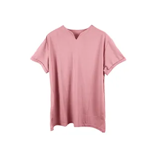 T-shirt da uomo casual a maniche corte con scollo a V in rosa per fitness e sport estivi