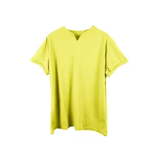 T-shirt gialla da uomo con scollo a V a maniche corte per fitness estivo e sport casual