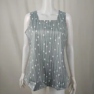 Stylisches ärmelloses Top mit Punkten und Streifen und quadratischem Ausschnitt für Damen
