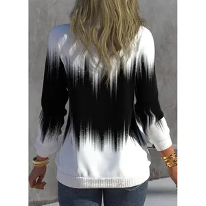 Back view of a long-sleeve sweatshirt featuring a stylish black and white gradient print