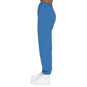 Detailseitenansicht einer blauen Winter-Fleece-Jogginghose für Damen mit Bündchen.