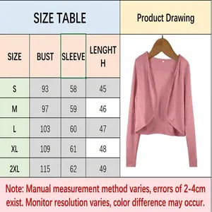 Größentabelle und Details für das schlichte Damen Kurz-Bolero Jäckchen in Uni-Farbe