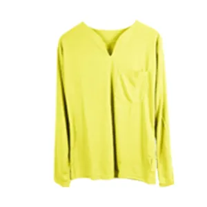 Haut de sport jaune fluo pour hommes avec col en V et poche poitrine avant pratique