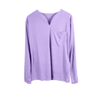 Haut à manches longues pour homme à col en V violet avec une poche de poitrine