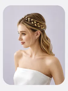 Serre-tête de mariée élégant avec feuilles dorées pour mariages et fêtes