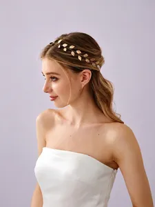Eleganter goldener Braut-Haarreif mit Blättern für Hochzeiten und Partys