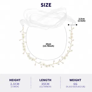 Mesure détaillée affichant 35cm de long et 2,5cm de haut pour ce bandeau de mariée