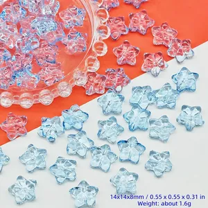 Detailed view of 14mm light blue star-shaped glass beads for DIY jewelry making