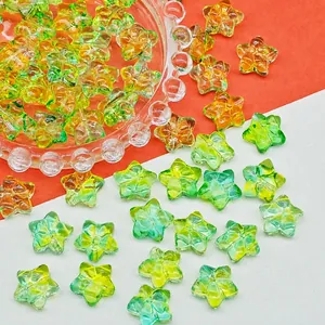 Detail view of colorful star-shaped lampwork glass beads for DIY jewelry crafts