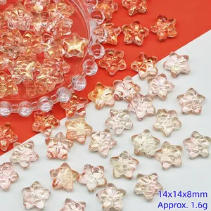 Detailed view of 14x14x8mm star-shaped glass beads for DIY jewelry making accessories