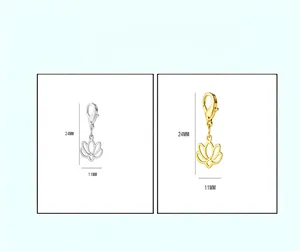 Edelstahl Lotusblumen-Anhänger in Gold und Silber für Ihre eigenen DIY-Schmuckprojekte