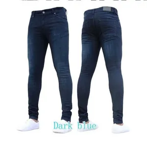 Vue avant et arrière d'un jean skinny bleu foncé pour homme avec coupe ajustée