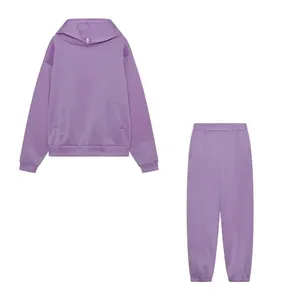 Ensemble deux pièces violet pour femme avec sweat à capuche épais et pantalon de jogging