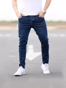 Jean En Denim Extensible Slim Fit Pour Hommes Couleur Unie Taille Moyenne Pantalon Crayon Skinny Pour Streetwear Casual Wear Bas