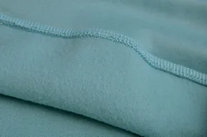 Close-up detail of soft brushed fleece lining and high-quality stitching on teal hoodie