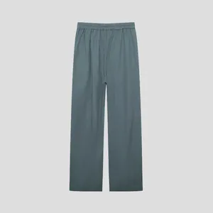Casual solid color wide-leg trousers with elastic waistband in dark grey finish