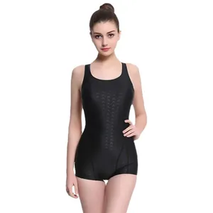 Maillot de bain une pièce professionnel en peau de requin noir pour femmes effet minceur