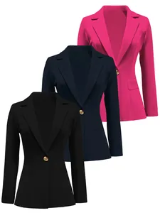 Elegante Damen-Blazer in Unifarben mit Reverskragen und Pattentaschen in drei Farben