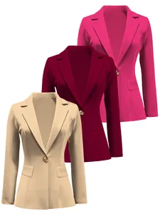 Elegante Damen-Blazer in Unifarbe mit Taschenklappen und Revers in drei kräftigen Farben