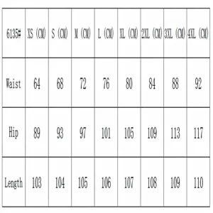 Size chart for women's fashionable embroidered flared jeans with waist and hip measurements.