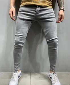 Premium men's skinny fit stretch denim jeans in versatile gray with a modern cut