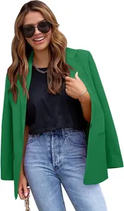Stijlvolle groene damesblazer met slanke pasvorm voor de lente van 2024 casual chic