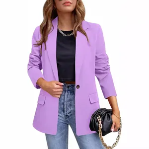 Elegante lila slim-fit blazer voor dames, voorjaar 2024, met lange mouwen