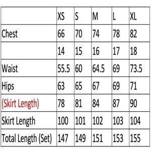 Tableau des tailles pour ensemble mode femme deux pièces haut manches courtes et pantalon