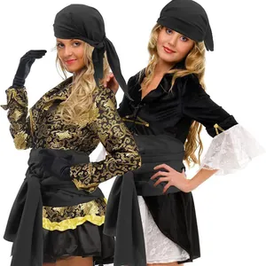 Set accessori costume da pirata Halloween con bandana nera e cintura larga in vita abbinata