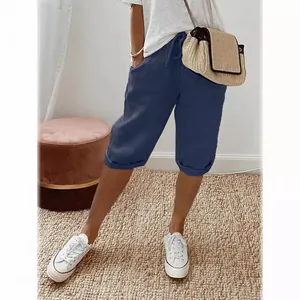 Herren Sommer Baumwolle Leinen Freizeithose mit Kordelzug und praktischen Taschen
