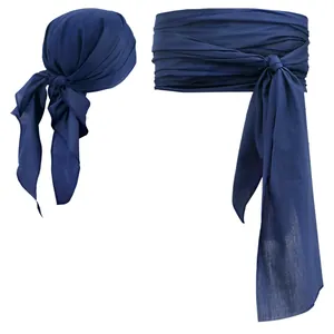 Navy blue pirate bandana and sash set for medieval Renaissance costume accessories