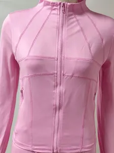 Veste de yoga respirante à séchage rapide pour femmes avec fermeture éclair rose