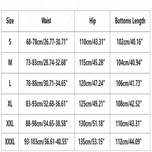 Size guide for women's loose cotton linen wide-leg pants from size S to XXXL