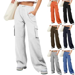 Casual dames cargo joggingbroek met wijde pijpen en trekkoord in diverse kleuren