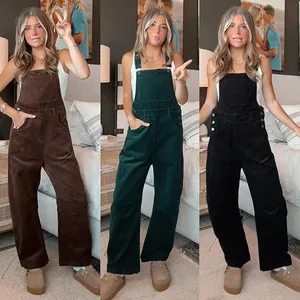 Mono de pana suelto para mujer disponible en colores marrón, verde y negro