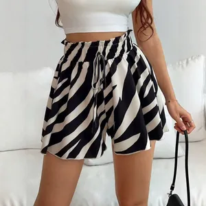 Modische High-Waist-Shorts mit Zebradruck und bequemer Kordelzug-Taille für Damen