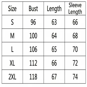 Tabella taglie dettagliata per maglione a collo alto da donna in maglia a trecce