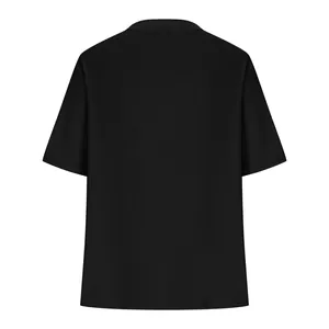 Back view of elegant solid black short sleeve knitted cardigan shawl top for women