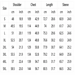 Tabla de tallas de sudadera de punto para hombre en cm y pulgadas