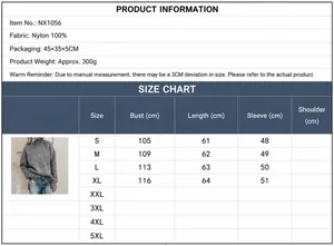 Size chart for women's high neck cable knit sweater with measurement details