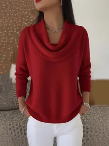 Maglione in Maglia da Donna Casual Collo ad Anello Pullover Allentato con Paillettes Manica Lunga Autunno Inverno Tinta Unita Glitter