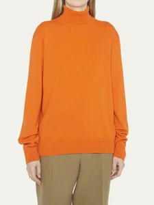 Suéter de Cuello Alto 100% Lana Merino para Mujer Invierno Cálido Suave Tacto Cachemira Punto Pullover Manga Larga Top Casual