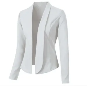 Eleganter weißer Damen-Blazer mit Reverskragen und langen Ärmeln ohne Verschluss