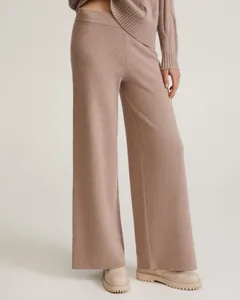 Women's knit two-piece set with cozy wide-leg pants and loose sweater for autumn winter