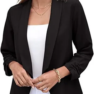 Κομψό μαύρο γυναικείο σακάκι blazer για το γραφείο και καθημερινές εμφανίσεις