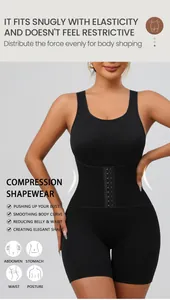 Professional black compression shapewear bodysuit for tummy control and effective waist cinching