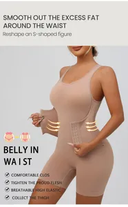 Detailed view of women's tummy control bodysuit highlighting waist compression and shaping