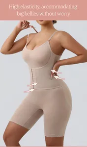Full body shapewear bodysuit with tummy control and front hooks for plus size women.
