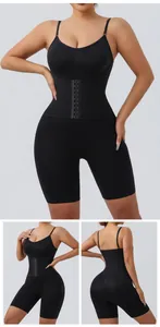 Detail views showing the row-buckle design and back fit of black body shapewear